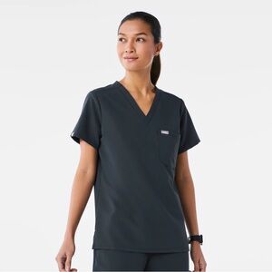 Figs Dark Harbor Catarina One-Pocket Scrub Top Small